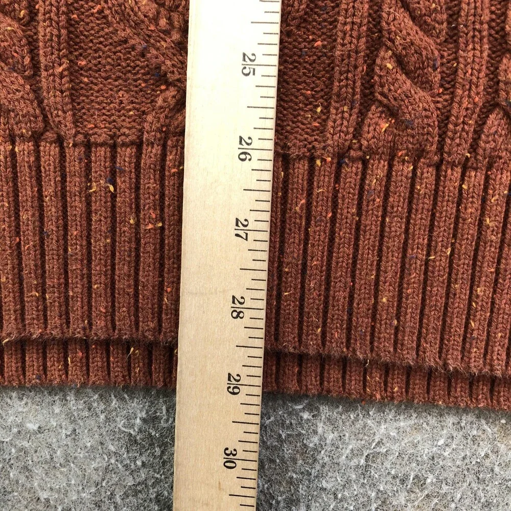 L.L.Bean Sweater Mens 3XL Tall Brown Fisherman Cable Knit Crewneck Cotton - Picture 9 of 9